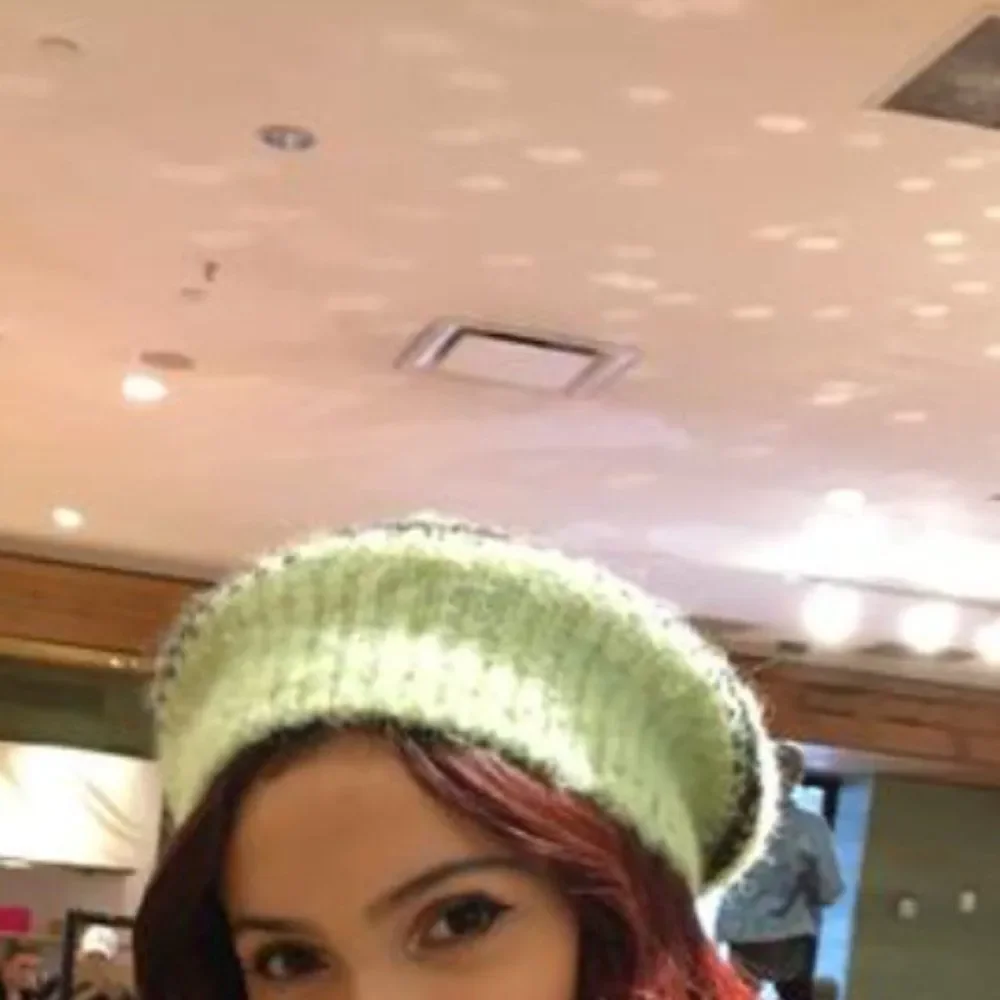 By Anthropologie Green Wool Blend Graphic Knit Beret NWT